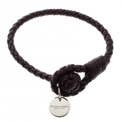 مملوكة مسبقًا Bottega Veneta Espresso Intrecciato Nappa Leather Bracelet 