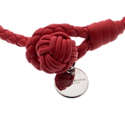 مملوكة مسبقًا Bottega Veneta Intrecciato Red Nappa Leather Single Strand Bracelet S