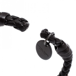 Bottega Veneta Brown Intrecciato Nappa Leather Open Cuff Bracelet
