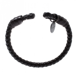 Bottega Veneta Brown Intrecciato Nappa Leather Open Cuff Bracelet