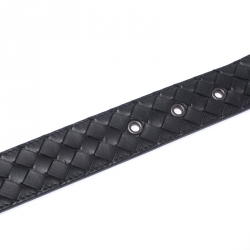 Pre Owned Bottega Veneta Black Intrecciato Leather Belt 85CM