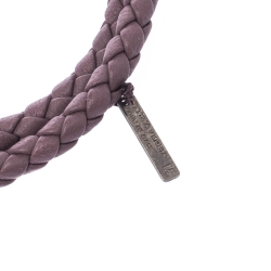 Pre Owned Bottega Veneta Intrecciato Nappa Purple Woven Leather Wrap Toggle Bracelet M