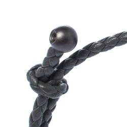 Bottega Veneta Intrecciato Nappa Grey Woven Leather Double Strand Bracelet