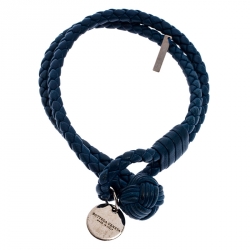 Bottega Veneta Blue Intrecciato Nappa Leather Double Strand Bracelet M