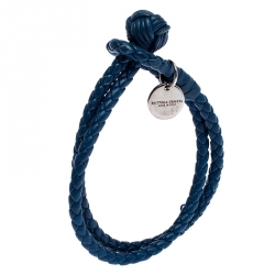 Bottega Veneta Blue Intrecciato Nappa Leather Double Strand Bracelet M