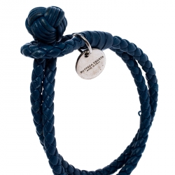 Bottega Veneta Blue Intrecciato Nappa Leather Double Strand Bracelet M