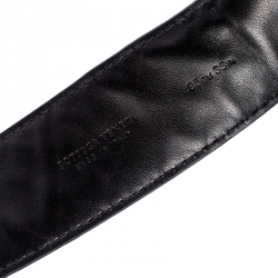 Pre Owned Bottega Veneta Black Intrecciato Leather Buckle Belt 95CM