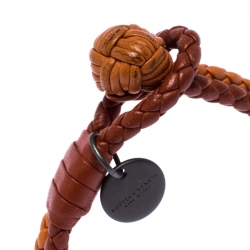 Bottega Veneta Orange Bi-color Intrecciato Nappa Woven Leather Double Strand Bracelet M