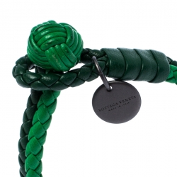 Bottega Veneta Green Bi-color Intrecciato Nappa Leather Double Strand Bracelet M