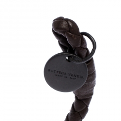 Pre Owned Bottega Veneta Brown Intrecciato Nappa Leather Open Cuff Bracelet