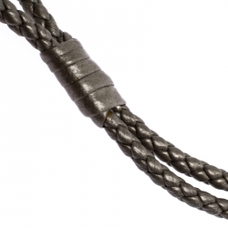 Bottega Grey Intrecciato Leather Key Chain