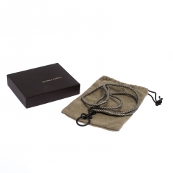 Bottega Grey Intrecciato Leather Key Chain