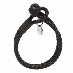 Bottega Veneta Moss Green Intrecciato Nappa Leather Double Strand Bracelet 