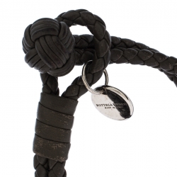 Bottega Veneta Moss Green Intrecciato Nappa Leather Double Strand Bracelet 