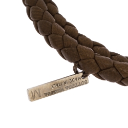 Bottega Veneta Brown Intrecciato Nappa Leather Double Strand Bracelet M