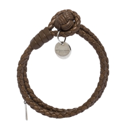 Bottega Veneta Brown Intrecciato Nappa Leather Double Strand Bracelet M