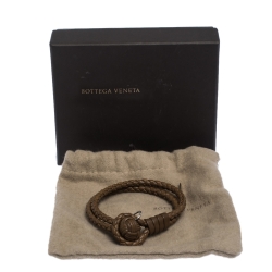 Bottega Veneta Brown Intrecciato Nappa Leather Double Strand Bracelet M