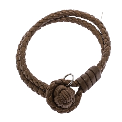 Bottega Veneta Brown Intrecciato Nappa Leather Double Strand Bracelet M