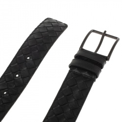 Bottega Veneta Black Intrecciato Leather Belt 100CM