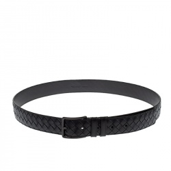 Bottega Veneta Black Intrecciato Leather Belt 100CM