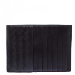 Bottega Veneta Black Intrecciato Leather Card Holder 8CC
