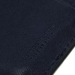 Pre Owned Bottega Veneta Dark Grey/Blue Intrecciato Leather Card Holder