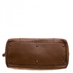 Pre Owned Bottega Veneta Brown Intrecciato Leather Medium Duffel Bag