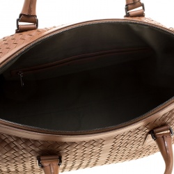 Pre Owned Bottega Veneta Brown Intrecciato Leather Medium Duffel Bag