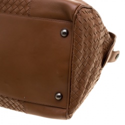 Pre Owned Bottega Veneta Brown Intrecciato Leather Medium Duffel Bag