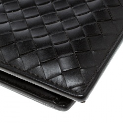 Pre Owned Bottega Veneta Dark Brown Intrecciato Bifold Wallet