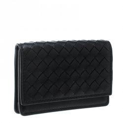 Bottega Veneta Black Intrecciato Leather Card Case