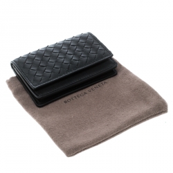 Bottega Veneta Black Intrecciato Leather Card Case