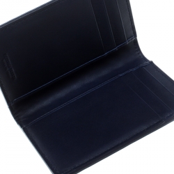 Pre Owned Bottega Veneta Dark Blue Intrecciato Leather Card Holder