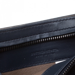 Pre Owned Bottega Veneta Navy Blue Intrecciato Leather Prusse Card Holder