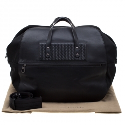 Pre Owned Bottega Veneta Black Nylon and Leather Duffle Bag