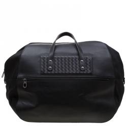Pre Owned Bottega Veneta Black Nylon and Leather Duffle Bag