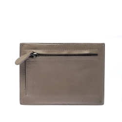 Pre Owned Bottega Veneta Beige Intrecciato Leather Card Holder 8CC