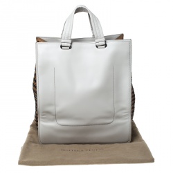 Pre Owned Bottega Veneta Tri Color Intrecciato Leather Checker Tote