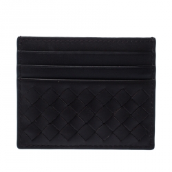 Pre Owned Bottega Veneta Brown Intrecciato Leather Slim Card Holder