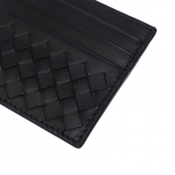 Pre Owned Bottega Veneta Brown Intrecciato Leather Slim Card Holder