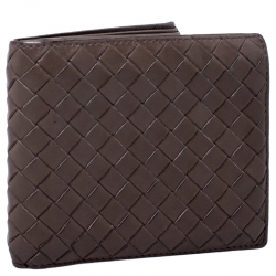 Pre Owned Bottega Veneta Brown Intrecciato Leather Bifold Wallet