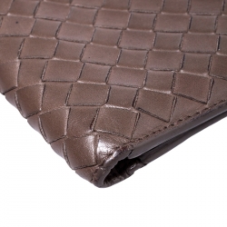 Pre Owned Bottega Veneta Brown Intrecciato Leather Bifold Wallet