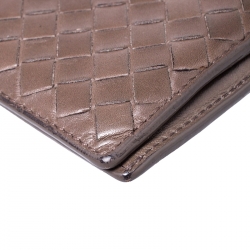 Pre Owned Bottega Veneta Brown Intrecciato Leather Bifold Wallet