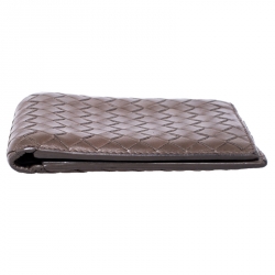 Pre Owned Bottega Veneta Brown Intrecciato Leather Bifold Wallet