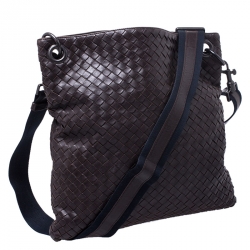 Bottega Veneta Dark Brown Intrecciato Nappa Leather Messenger Bag