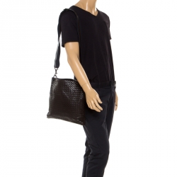 Bottega Veneta Dark Brown Intrecciato Nappa Leather Messenger Bag