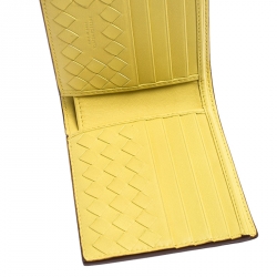 Pre Owned Bottega Veneta Brown/Yellow Leather Bifold Wallet