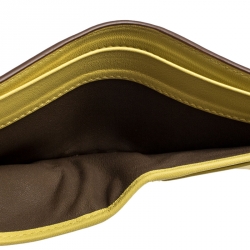 Pre Owned Bottega Veneta Brown/Yellow Leather Bifold Wallet