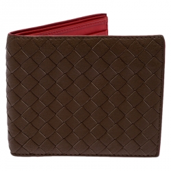 Bottega Veneta Brown Intrecciato Leather Bifold Wallet