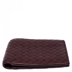 Bottega Veneta Burgundy Intreciatto Leather Bifold Wallet